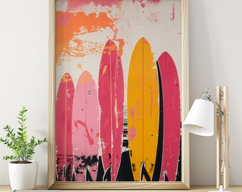 Surfing Bliss Poster – Vintage Surf Art, Retro Beach Print, Coastal Wall Decor
