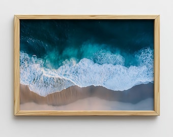 Ocean Photography Print - Aerial Wave Beach Wall Art, Coastal Living Decor