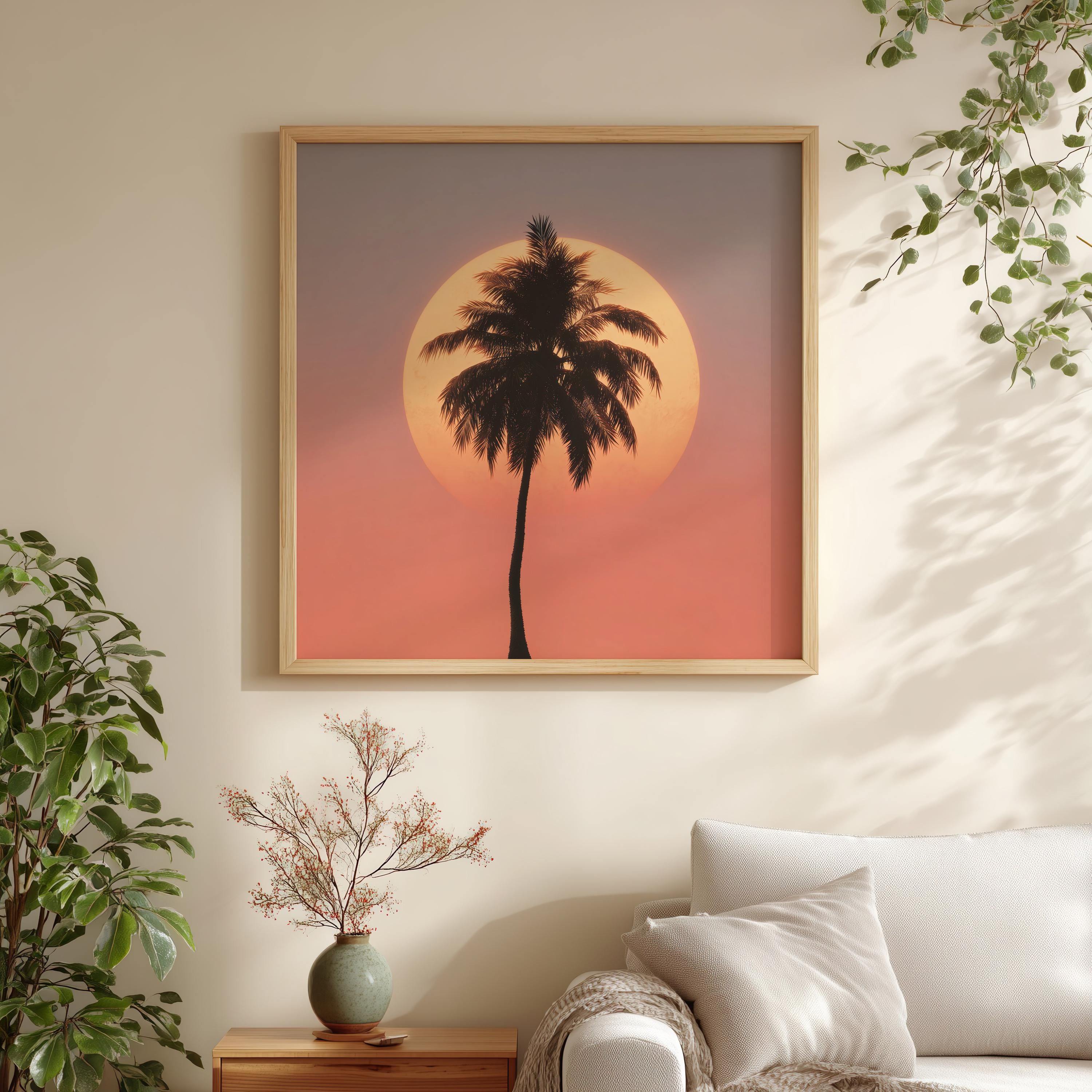 Minimalist Palm Tree Sunset Print – Coastal Wall Art - Etsy