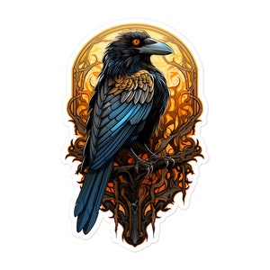 Inky Wings: Enchanting Raven Sticker - Sticker for Laptop, Hydroflask Sticker, Sticker for Car