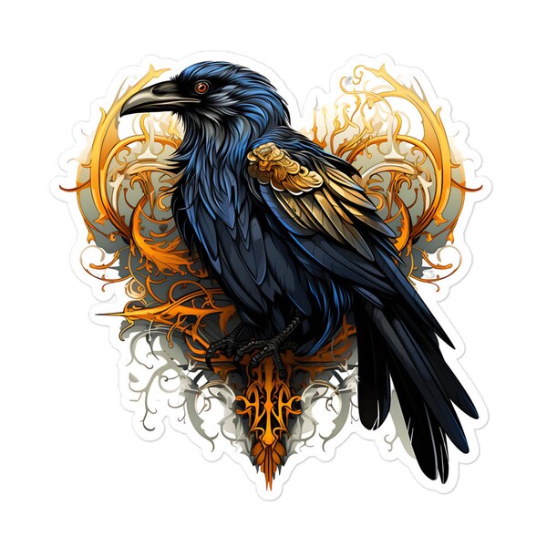 Eternal Enigma: Mysterious Raven Sticker - Sticker for Laptop, Hydroflask Sticker, Sticker for Car