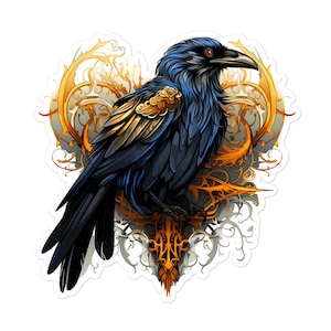 Mirrored - Eternal Enigma: Mysterious Raven Sticker - Sticker for Laptop, Hydroflask Sticker, Sticker for Car