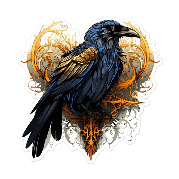 Mirrored - Eternal Enigma: Mysterious Raven Sticker - Sticker for Laptop, Hydroflask Sticker, Sticker for Car