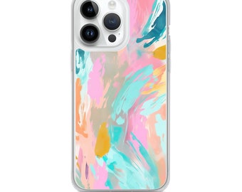 抽象的なペイントストロークのiPhoneケース、美しいクリアフォンカバー