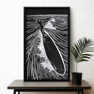 Retro Surf Poster - Longboard Dreams - Surfer Art, Surfing Print, Vintage Surf, Gift for Surfer