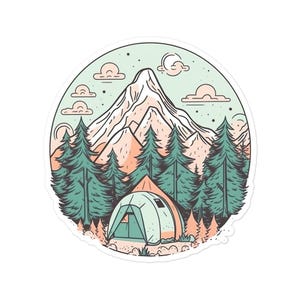 Wanderlust Tent Camping Sticker - Sticker for Laptop, Hydroflask Sticker, Sticker for Car