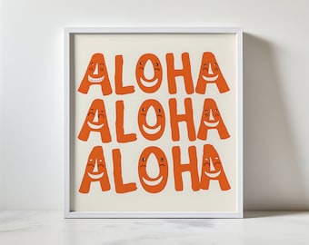 Cartel de arte de Aloha, cartel de Aloha, impresión de Aloha, impresión de arte de Hawaii, impresión de cartel de Hawaii, arte hawaiano