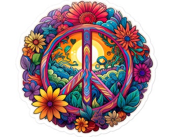 DOPASTICKER Peace Sign Sticker Paisley Pastel Colors Colorful Hippie Hippy Trippy Phone Decal Water Bottle Stickers Cars Stickers Water Bottle Sticke