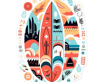 Surfboard Sticker – Laptop Decal, Hydroflask Vinyl, Car Sticker, Coastal Surf Gift