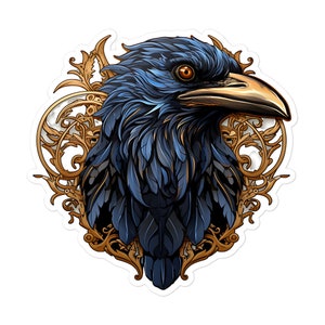 Shadowed Elegance: Raven Sticker - Sticker for Laptop, Hydroflask Sticker, Sticker for Car
