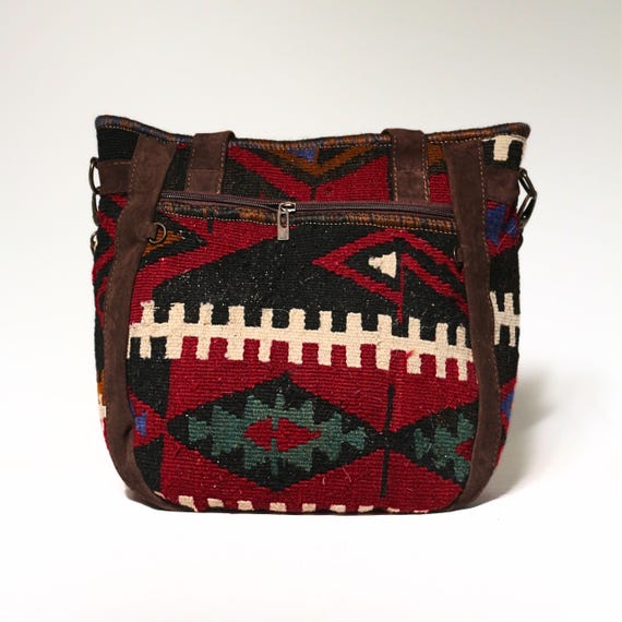Bolso de hombro Kilim hecho a mano en Turquía, bolso vintage