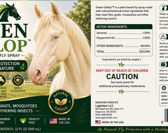 Green Gallop™ Natural Equine Fly Spray | Premium Botanical Horse Coat Spray | 32 oz Ready-to-Use | Made in USA