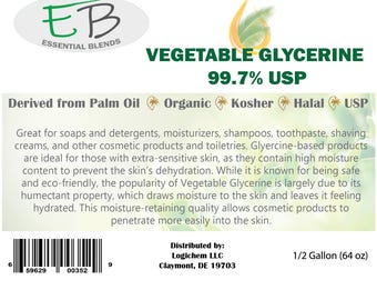 Glycerine 99.7% USP, Non-GMO, Kosher, Halal