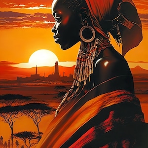 Add a Touch of African Beauty to Your Home with These Stunning AI Art Prints of Masai Women: 5 Variations