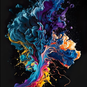 Vibrant Chaos: A Burst of Colors Explode in Stunning 4K Detail in this Abstract Ink Splatter Art Piece