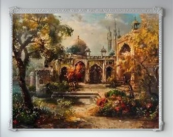 Framed Islamic Mosque Painting Print on Canvas, Original Wall Art