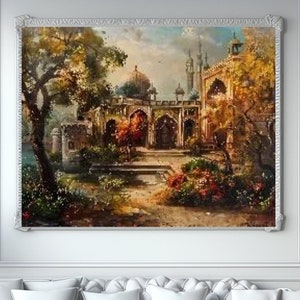 Islamic Mosque Painting Print on Canvas, Framed, Original Art, Islamic Wall Art.