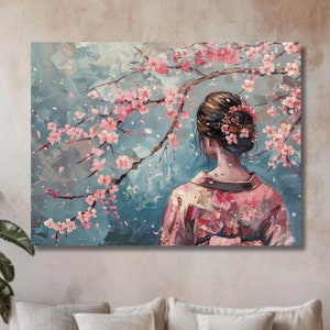 Japanese Blossom Wall Art, Oriental Canvas Print, Japanese Decor,