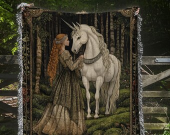 Medieval Woven Cotton Blanket: Royal Castle Decor, Fantasy Tapestry