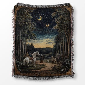 Medieval Woven Blanket - Hunters Riding Tapestry, Home Decor, Wall Hanging Vintage Tapestry