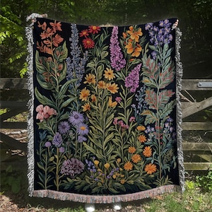 Floral Woven Blanket: Cottagecore Cotton Throw (50x60)