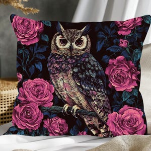 Woodland Owl Throw Pillowcase, Cottagecore Square Poly Canvas Pillowcase, Forest Owl Pillow cover