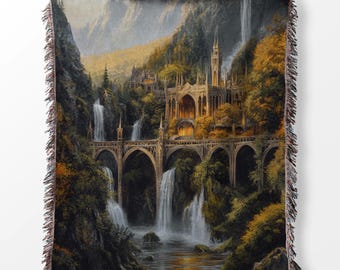 Rivendell Inspired Woven Blanket: Fantasy Home Decor