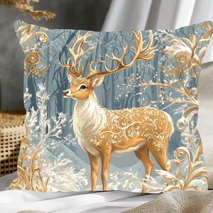 Deer Christmas Pillow Cover, Winter Forest Deer Pillow Cover, Christmas decorative Throw Pillowcase