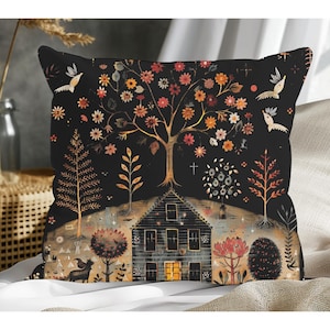 Nordic Folk Art Pillow: Scandi Farmhouse Home Decor