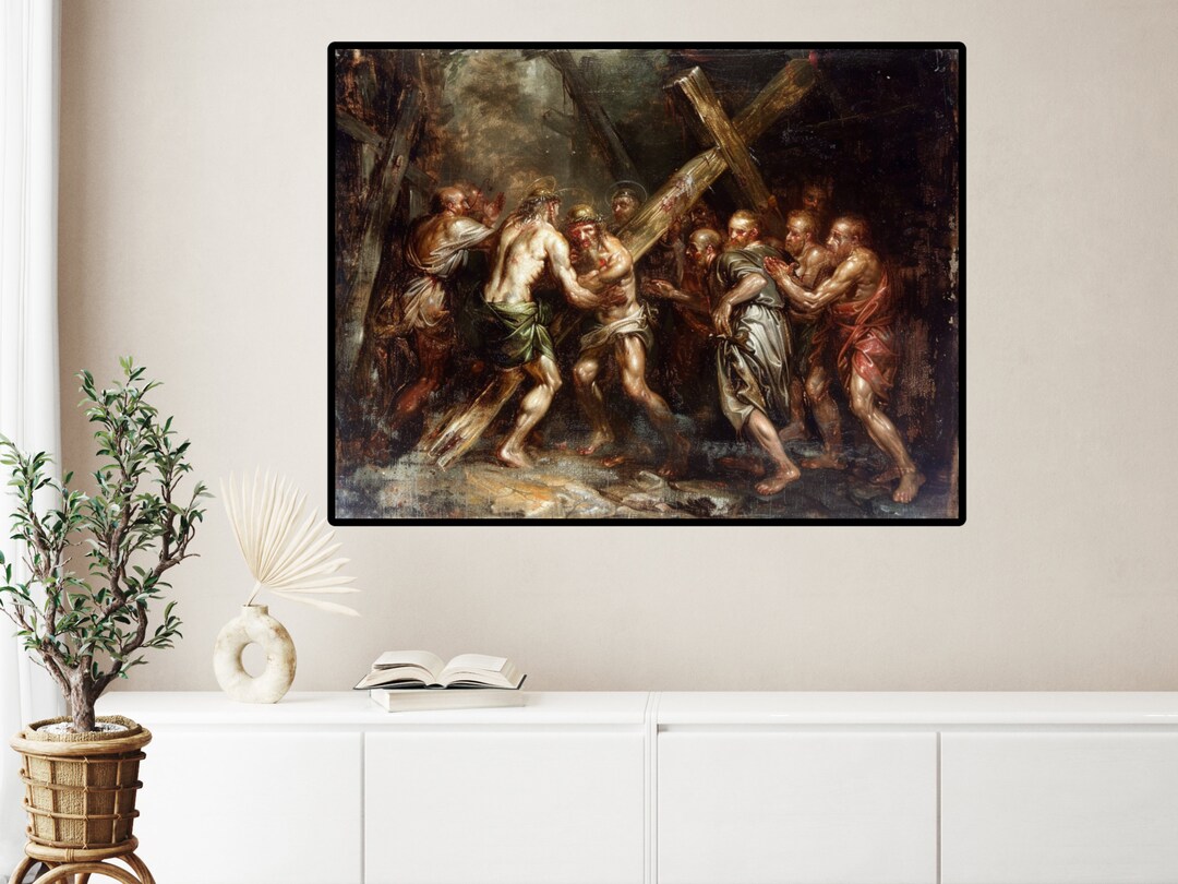 Jesus Rising Cross The Rising of the Cross of Jesus Christ Canvas Painting Print ...