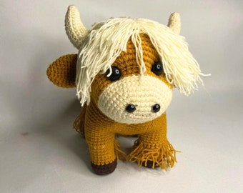 Highland Cow Crochet Pattern: Amigurumi Farm Animal (Digital Download)