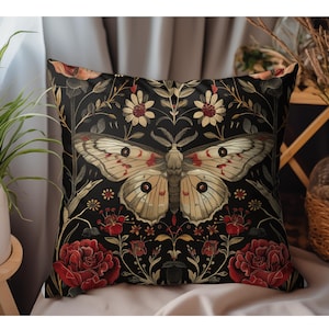 Dark Academia Butterfly Pillow: Decorative Square Throw