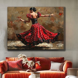 Spanish Flamenco Dancer Canvas Art: Cottagecore Spain Decor