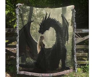 Throne of Glass Woven Blanket, Manon and Abraxos, Fantasy Book Lover Gift
