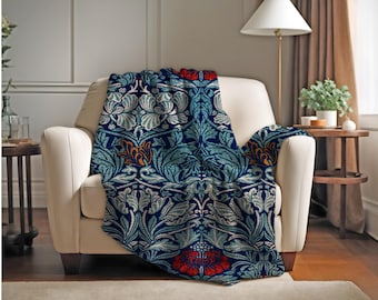 William Morris Velveteen Blanket: Floral Art Luxury Throw