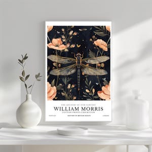 William Morris Dragonfly Print, William Morris Poster, William Morris Exhibition Print, Vintage Wall Art, Textiles Art, Premium Paper Poster