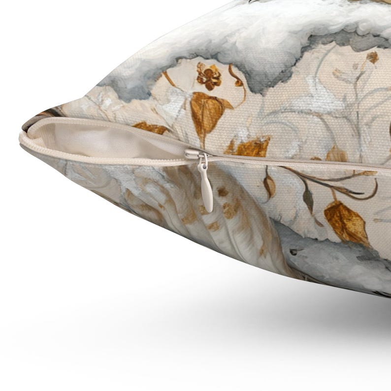 Cottagecore Owl Throw Pillow: White & Golden Accent Decor image 4
