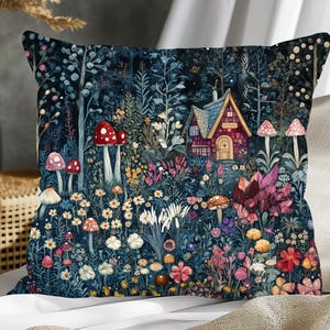 Cottagecore Square Pillow, Scandinavian Folkart Throw Pillow