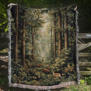 Forest Woodland Blanket, Cottagecore Forest Nature Blanket, Cozy Cabin Blanket, Rustic Throw Blanket, Wilderness Adventure Blanket