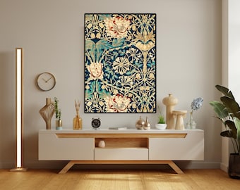 William Morris botanische canvasprint: bloemen textielmuurkunst