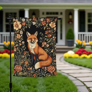 Whimsical Fox Garden Banner | Charming Home Decor, Outdoor Decoration, Cozy Garden Accent, Nature Inspired Gift, Seasonal Flag