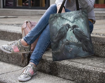 Bolso de mano de pareja de cuervos, bolso de mano Cottagecore, bolso de mano Dark Academia,
