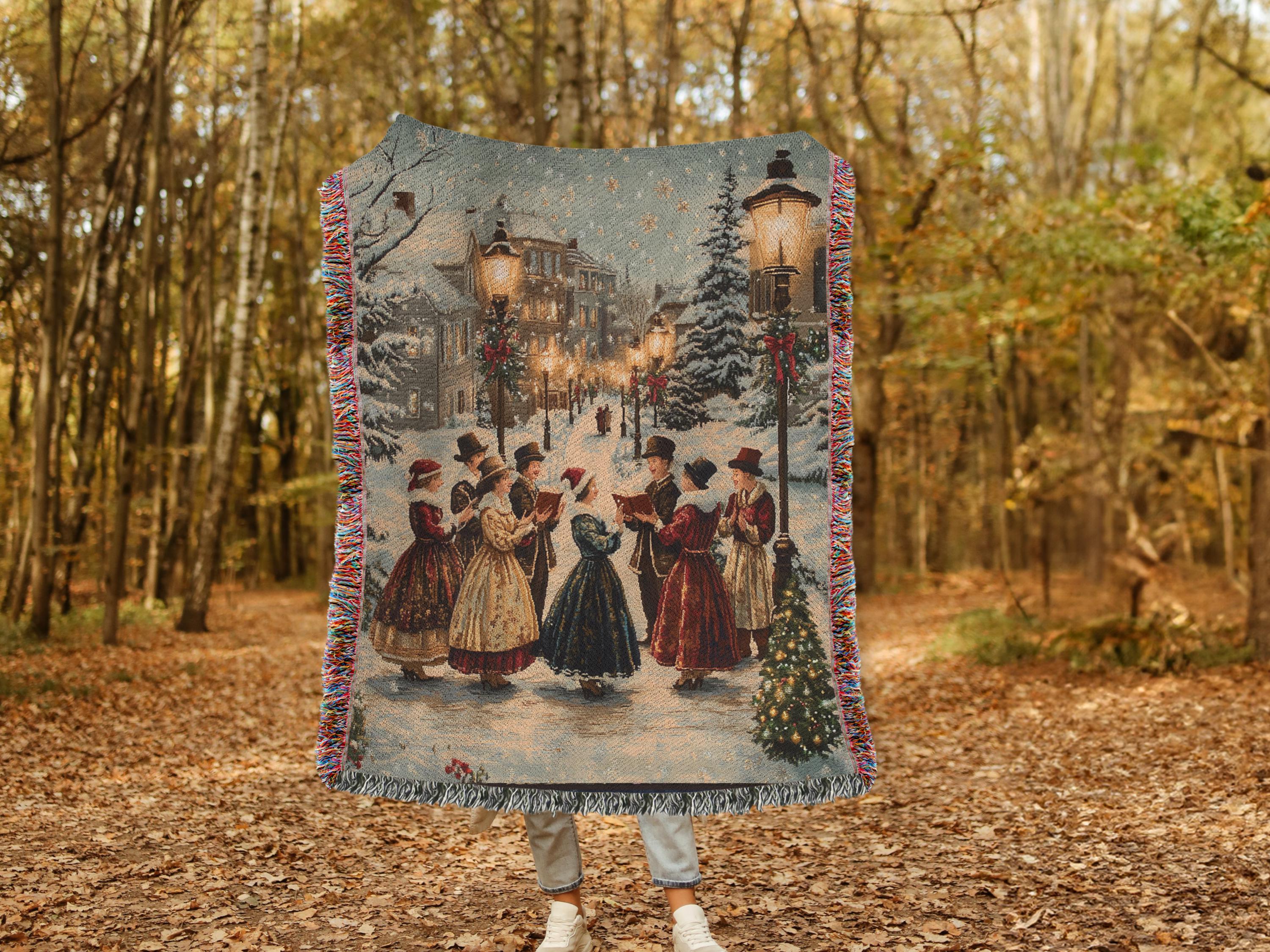 希少 USA Christmas Carol キャロル ウーブンブランケット Christmas