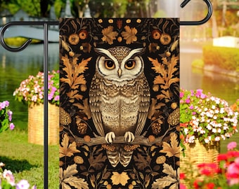 Fall Owl Garden Flag: Cottagecore Harvest Decor