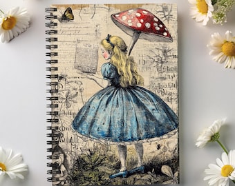 Cuaderno espiral de Alicia en el país de las maravillas: Ilustración de cuento de hadas