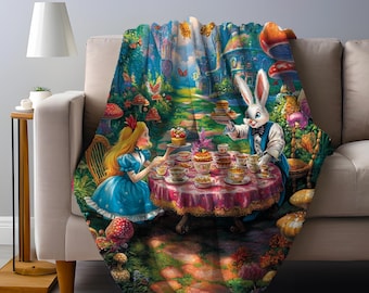 Alice in Wonderland Velveteen Blanket: Whimsical Book Lover Throw