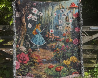 Alice in Wonderland Woven Blanket: Cottagecore Book Lover Throw