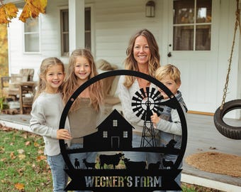 Personalized Metal Farm Sign: Custom Family Name Wall Art