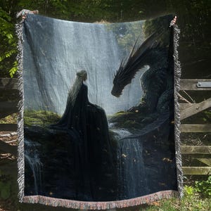Throne of Glass Inspired Woven Blanket, Manon and Abraxos Blanket, Book Lovers Gift, Fandom Woven Blanket