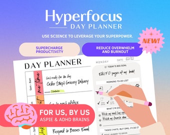 2024 / 2023 ADHD Planner for Adults — Printable ADHD Day Planner, priority planner, and organizer. Reduce overwhelm. Increase Productivity.